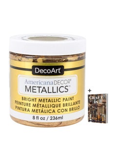 DecoArt Americana Decor Metallics 24K Gold Paint - 8oz Metallic 24K Gold Acrylic Paint - Water Based Multi Surface Paint for Arts and Crafts  Home Decor  Wall Decor  Gilding Paint & Touch Ups   E-book  - Image 1
