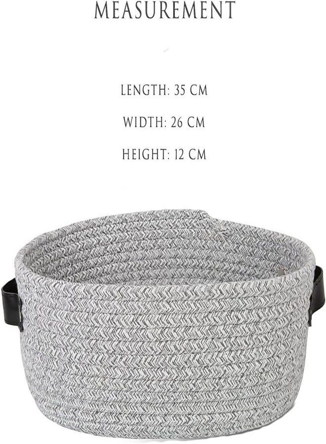 FIASCO Cotton Rope Storage Baskets Multi-sized 2 pieces set Oval Organizer Bins for Home Toys Desktop Cosmetic Kid's Room Storage Nursery Bins Brown - Image 3