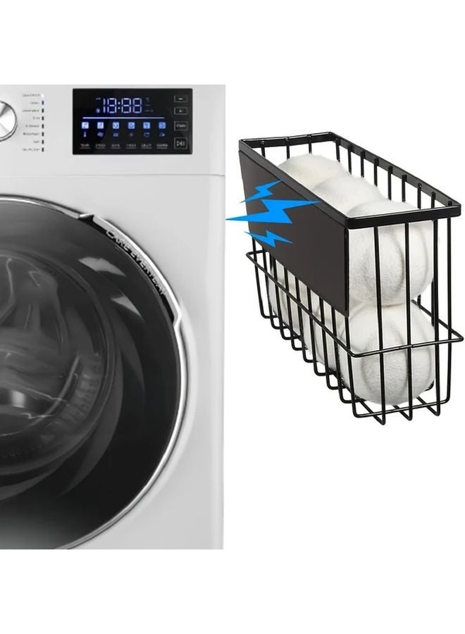 White Magnetic Dryer Ball Holder Lint Bin Container for Laundry Room Organization - Image 2