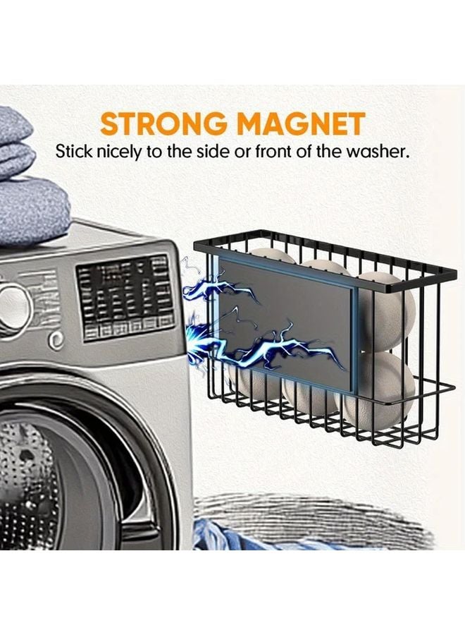 White Magnetic Dryer Ball Holder Lint Bin Container for Laundry Room Organization - Image 3