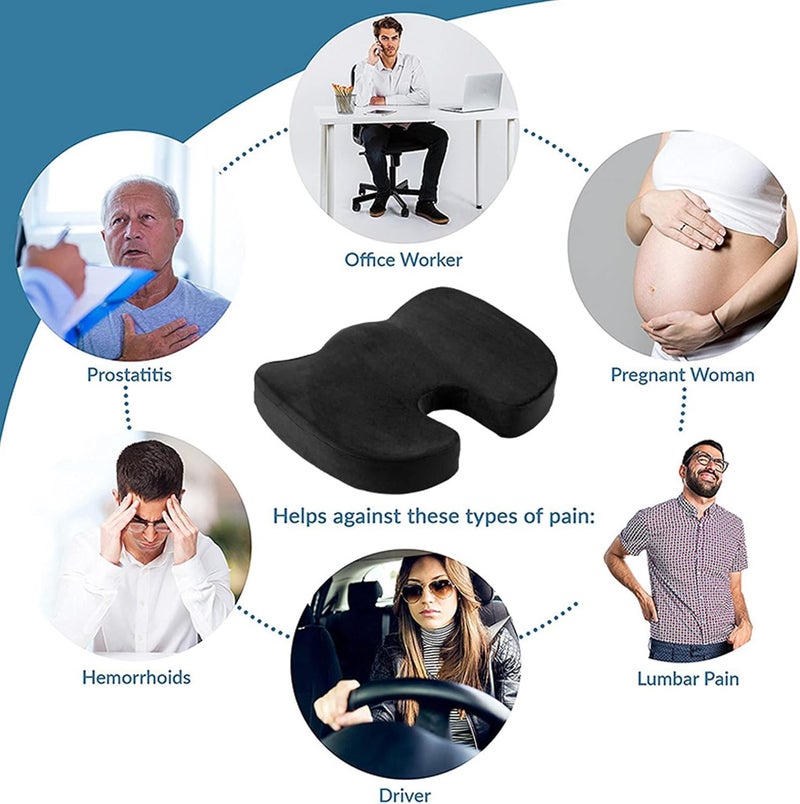 Memory Foam Seat Cushion,Non-Slip Butt Pillow Memory Foam Coccyx Cushion For Sciatica,Low Back Pain,Herniated Disc,For Chairs,Travel Accessories-Gives Relief From Tailbone Pain - Image 2