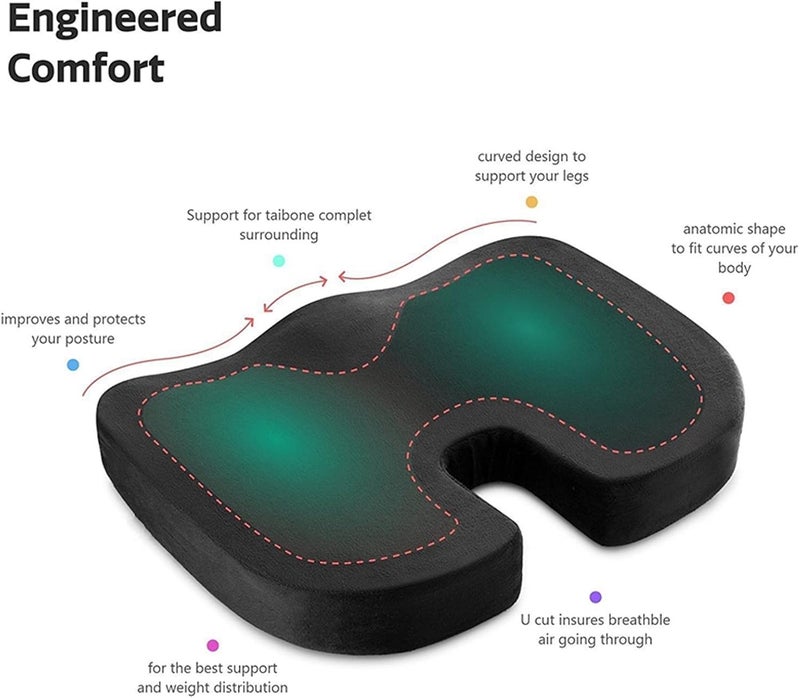 Memory Foam Seat Cushion,Non-Slip Butt Pillow Memory Foam Coccyx Cushion For Sciatica,Low Back Pain,Herniated Disc,For Chairs,Travel Accessories-Gives Relief From Tailbone Pain - Image 5
