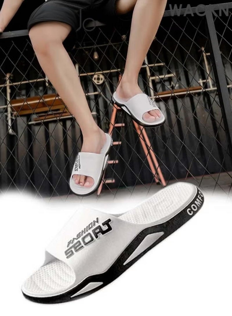 دبليو أيه أو كي أن نعال رجالية بيضاء: نعال منزلية، صنادل استحمام بنعل سميك، تصميم مانع للانزلاق، ونمط سهل الارتداء. أنيقة للاستخدام في الهواء الطلق والشاطئ، توفر هذه النعال راحة فائقة بفضل نعلها الخفيف والسميك. مثالية للاستخدام الداخلي كالمنزل والاستحمام، وللمناسبات الخارجية كرحلات الشاطئ. تجمع بين الأناقة والأمان والراحة، وهي مثالية للارتداء اليومي والنزهات غير الرسمية. - Image 4