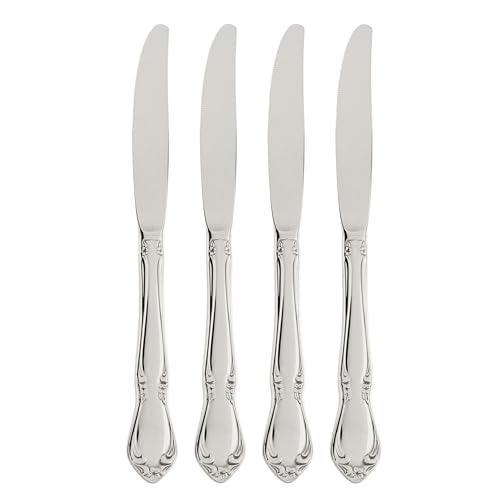 Oneida Silverware Set Chateau Fine Flatware Dinner Knives Set Service For 4 1810 Stainless Steel Knives Dishwasher Safe Utensils Tableware Cutlery Dinner Knife Silver 4 Piece - Image 1