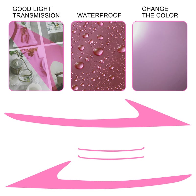 TOMALL 2 Pair Headlight Daytime Running Light Rearview Mirror Light Vinyl Films Smoke Tint Compatible with Lexus 2018-2020 Light Transmission Tint Wrap Exterior Sticker Decorations Trim (Pink) - Image 2