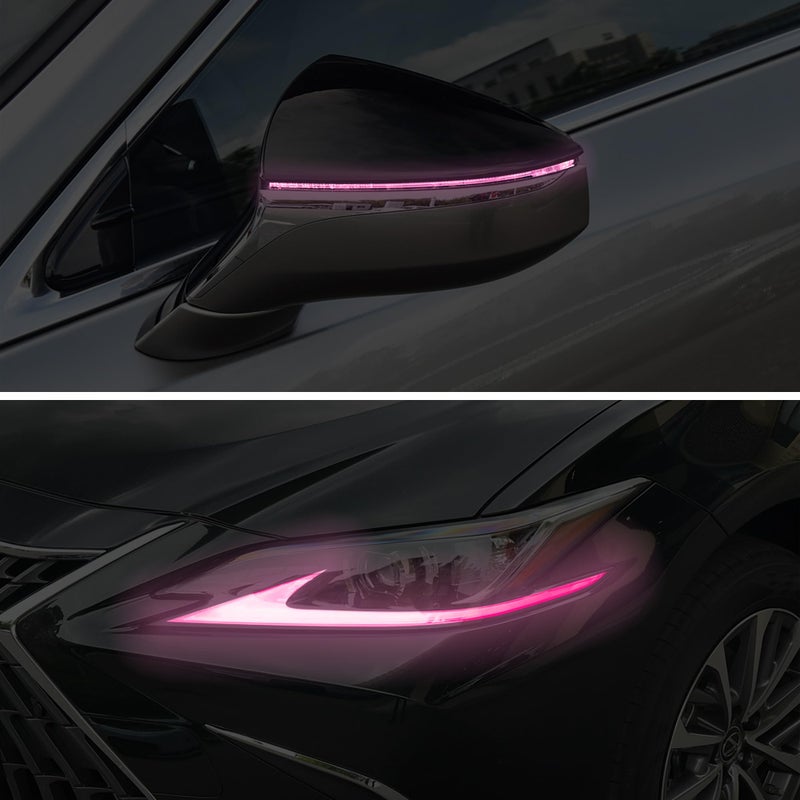 TOMALL 2 Pair Headlight Daytime Running Light Rearview Mirror Light Vinyl Films Smoke Tint Compatible with Lexus 2018-2020 Light Transmission Tint Wrap Exterior Sticker Decorations Trim (Pink) - Image 1