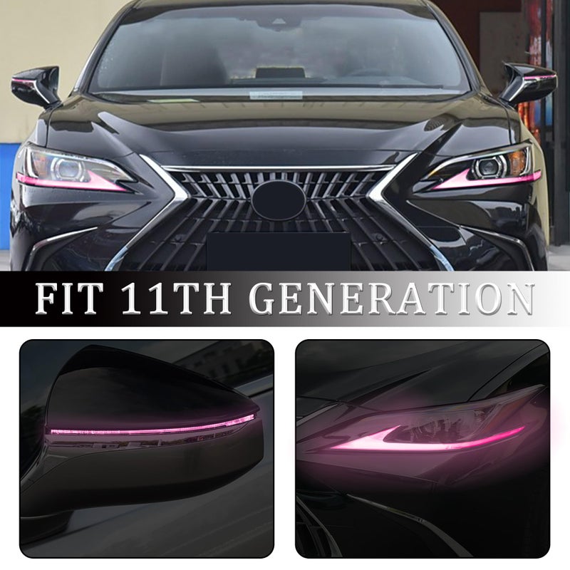 TOMALL 2 Pair Headlight Daytime Running Light Rearview Mirror Light Vinyl Films Smoke Tint Compatible with Lexus 2018-2020 Light Transmission Tint Wrap Exterior Sticker Decorations Trim (Pink) - Image 4