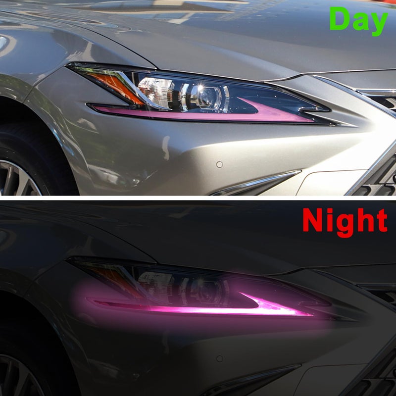 TOMALL 2 Pair Headlight Daytime Running Light Rearview Mirror Light Vinyl Films Smoke Tint Compatible with Lexus 2018-2020 Light Transmission Tint Wrap Exterior Sticker Decorations Trim (Pink) - Image 3