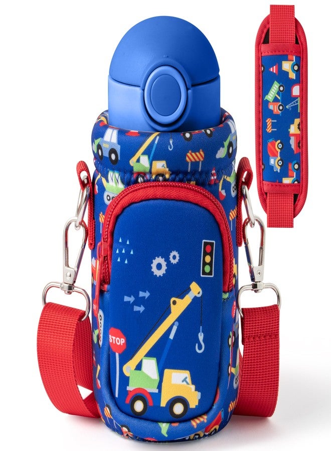 2ooya Car Water Bottle Carrier with Strap for Kids - 10" 12" 14" 16" 18oz Neoprene Insulated Water Bottle Holder with Padded Strap Pocket for Boys Girls School - Image 1