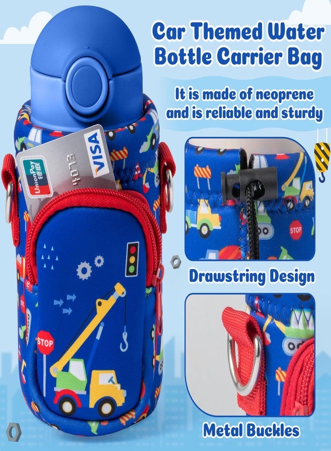 2ooya Car Water Bottle Carrier with Strap for Kids - 10" 12" 14" 16" 18oz Neoprene Insulated Water Bottle Holder with Padded Strap Pocket for Boys Girls School - Image 3