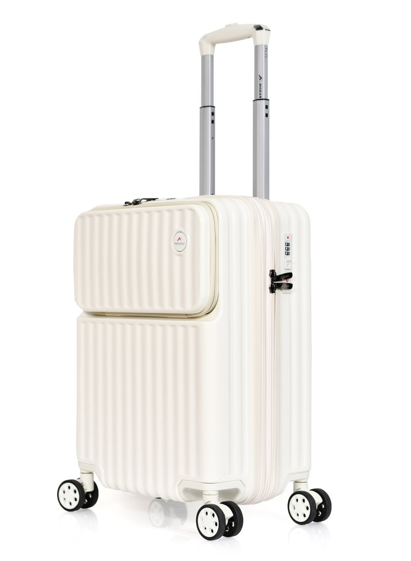 مورانو شنطة سفر من مورانو الذكيه لكابينة الطائرة خفيفة الوزن وجيب أمامي مصنوعه من البولي كاربونيت الصلب مصممه بقفل نظام الحماية تي اس ايه (بـيج) 20 أنش أبعاد 35*21*49 سم - Image 1