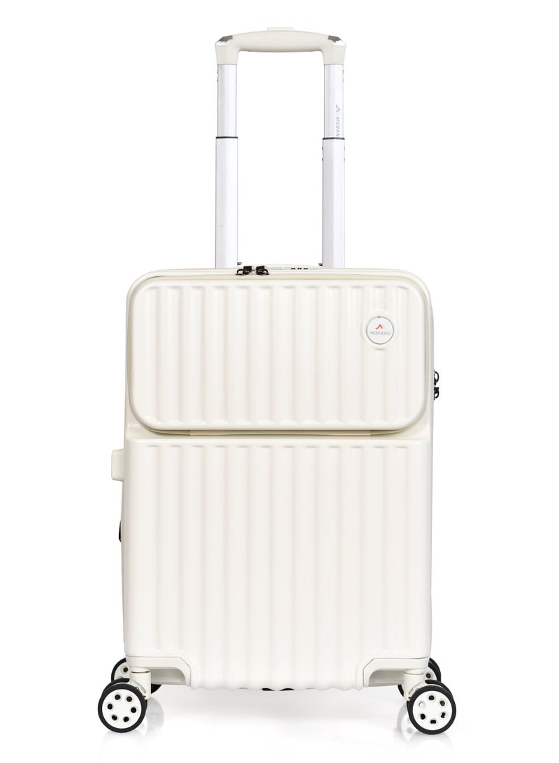 مورانو شنطة سفر من مورانو الذكيه لكابينة الطائرة خفيفة الوزن وجيب أمامي مصنوعه من البولي كاربونيت الصلب مصممه بقفل نظام الحماية تي اس ايه (بـيج) 20 أنش أبعاد 35*21*49 سم - Image 2