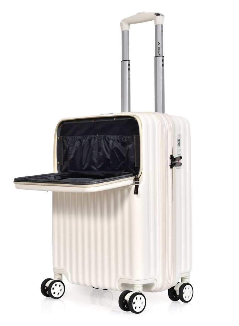 مورانو شنطة سفر من مورانو الذكيه لكابينة الطائرة خفيفة الوزن وجيب أمامي مصنوعه من البولي كاربونيت الصلب مصممه بقفل نظام الحماية تي اس ايه (بـيج) 20 أنش أبعاد 35*21*49 سم - Image 3