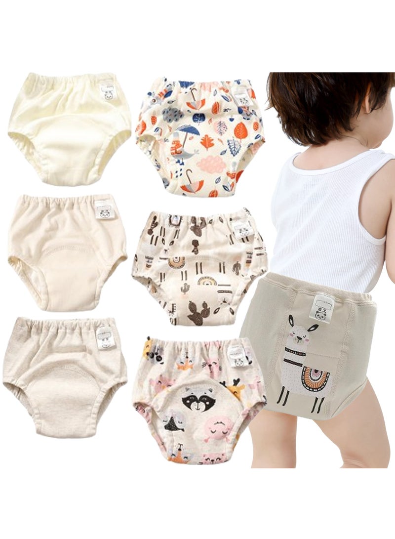 6PCS Baby Potty Training Pants Toddler Training Underwear for Boy and Girls Strong Absorbent Cotton Training Pants Breathable Potty Training Underwear Baby Washable diaper (A)  - Image 1
