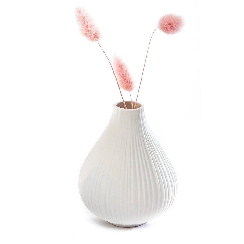 Chive â€˜Frostâ€™ Ceramic Flower Vase â€” Set of 6 Beautiful Small Bud Vases for Flowers & House Plants â€” Perfect Shelf Centerpieces and Living Room Decor â€” White - Image 2