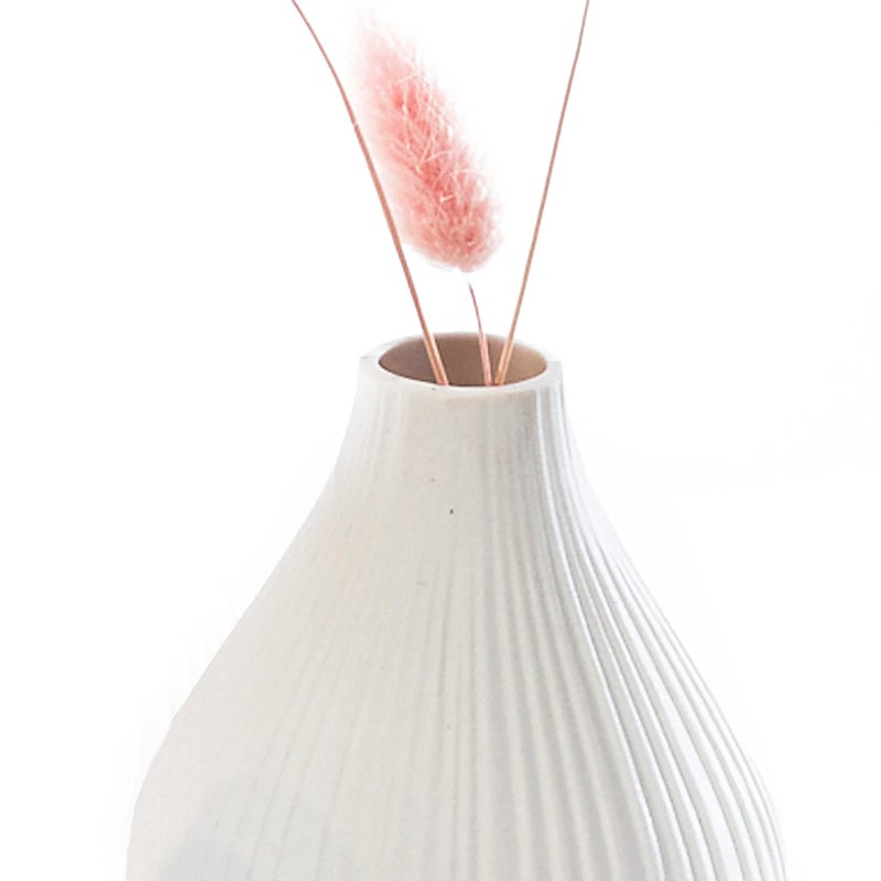 Chive â€˜Frostâ€™ Ceramic Flower Vase â€” Set of 6 Beautiful Small Bud Vases for Flowers & House Plants â€” Perfect Shelf Centerpieces and Living Room Decor â€” White - Image 3