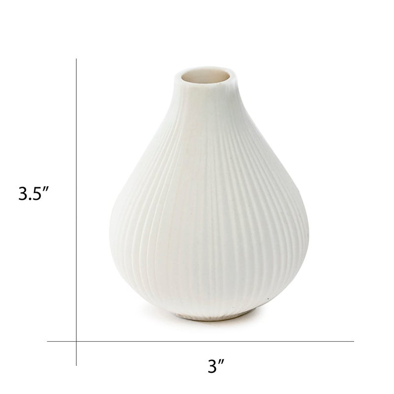 Chive â€˜Frostâ€™ Ceramic Flower Vase â€” Set of 6 Beautiful Small Bud Vases for Flowers & House Plants â€” Perfect Shelf Centerpieces and Living Room Decor â€” White - Image 4