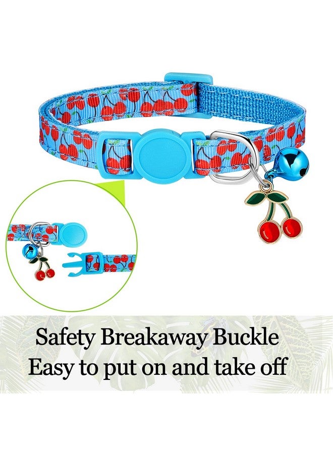 Weewooday 5 Pieces Breakaway Cat Collars With Bell Colorful Summer Fruit Style Adjustable Pet Collar With Pineapple Watermelon Cherry Strawberry Avocado Patterns For Kitten Kitty Cat Tropical Hawaii Party (S) - Image 5
