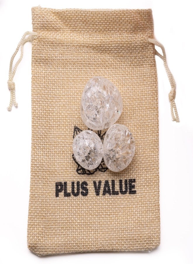 Plus Value أحجار كوارتز متشققة مصقولة من بلس فاليو، أحجار ريكي للشفاء، هالة، شاكرا (50 غرام، كيس من الجوت) - Image 1
