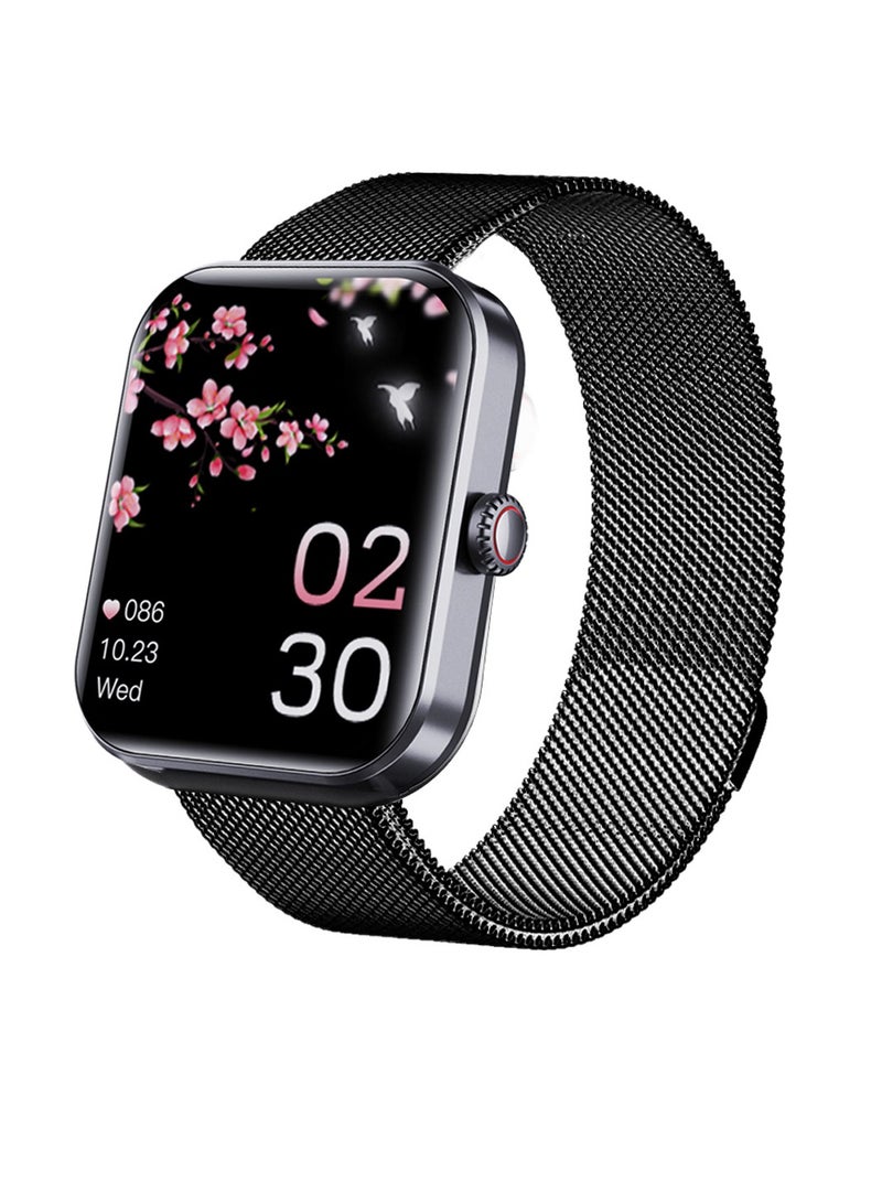 F57L Sports Bracelet, Sugar Measurement Smart Watch, Long Battery Standby Durable Fitness Tracker With Pressure Body Temperature Monitoring, (1pc, Black, Mesh Strap)