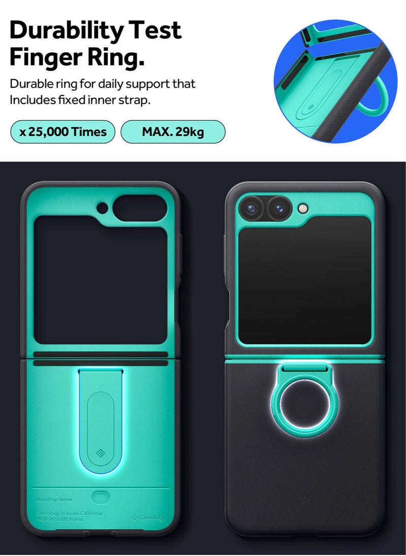 Nano Pop Samsung Galaxy Z Flip 6 Case Cover (2024) with [Finger Ring Grip] - Prune Charcoal