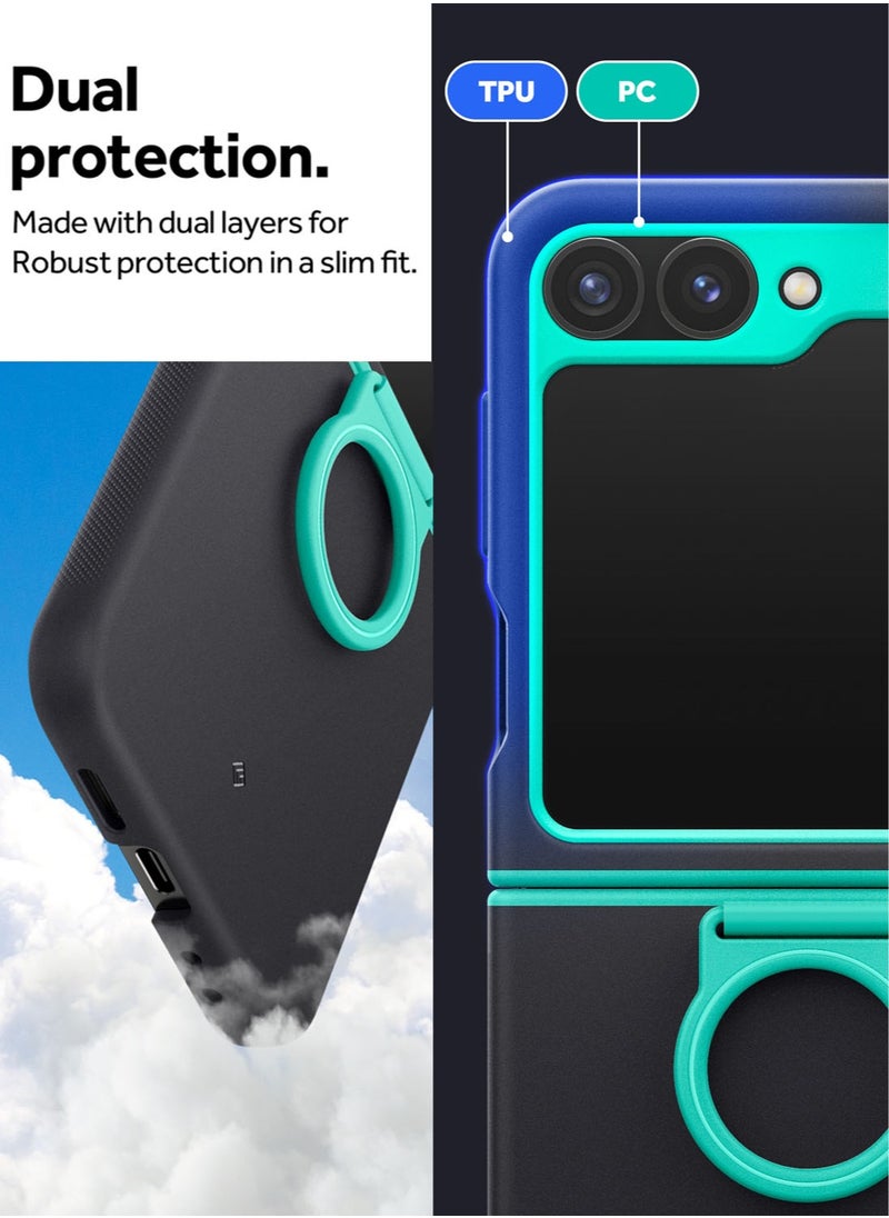 Nano Pop Samsung Galaxy Z Flip 6 Case Cover (2024) with [Finger Ring Grip] - Prune Charcoal