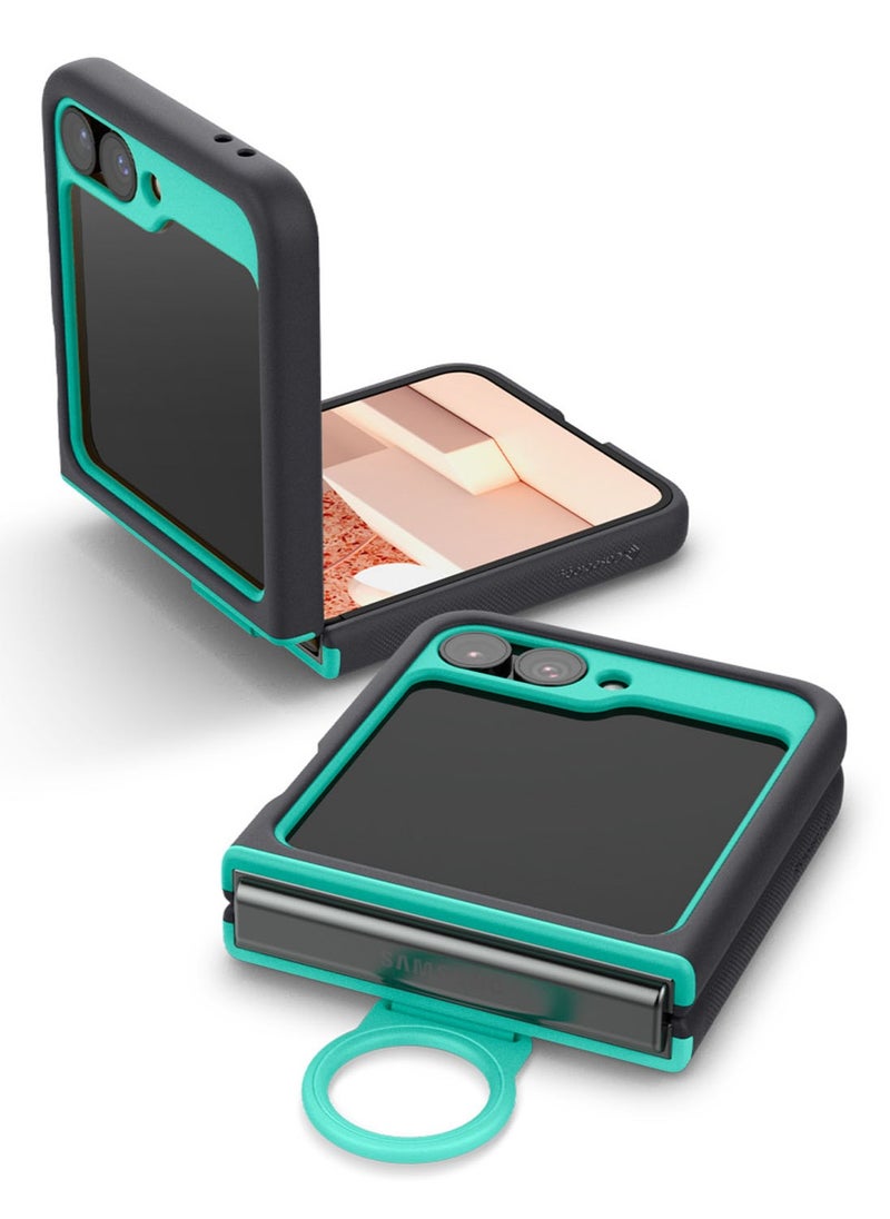Nano Pop Samsung Galaxy Z Flip 6 Case Cover (2024) with [Finger Ring Grip] - Prune Charcoal