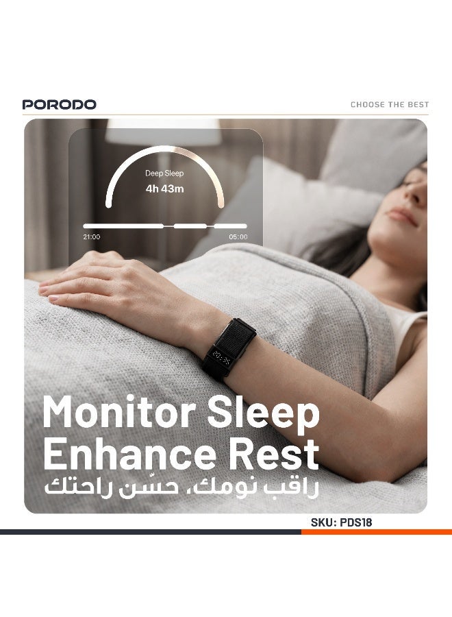 porodo Smart Bracelet Fitness Tracker with Display APP, Water Resistant, Activity Tracker, Up to 10 Days Working Time, Multiple Exercise Tracking Modes - Silver - Image 5