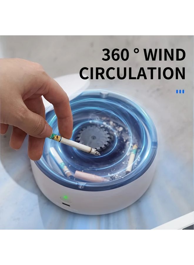 Grey Smart Rechargeable Ashtray With 360 Rotation USB Powered Odor Eliminator - Image 2