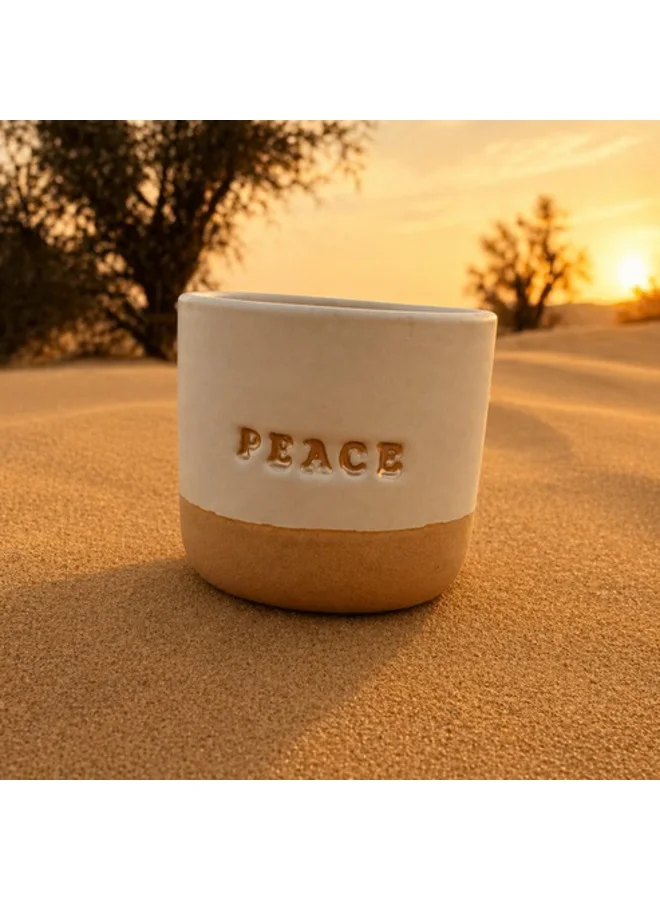 تحفة لوكس كوب سيراميك يدوي الصنع من توهفا لوكس – محفور بالذهب "Peace | سلام" – 175 مل