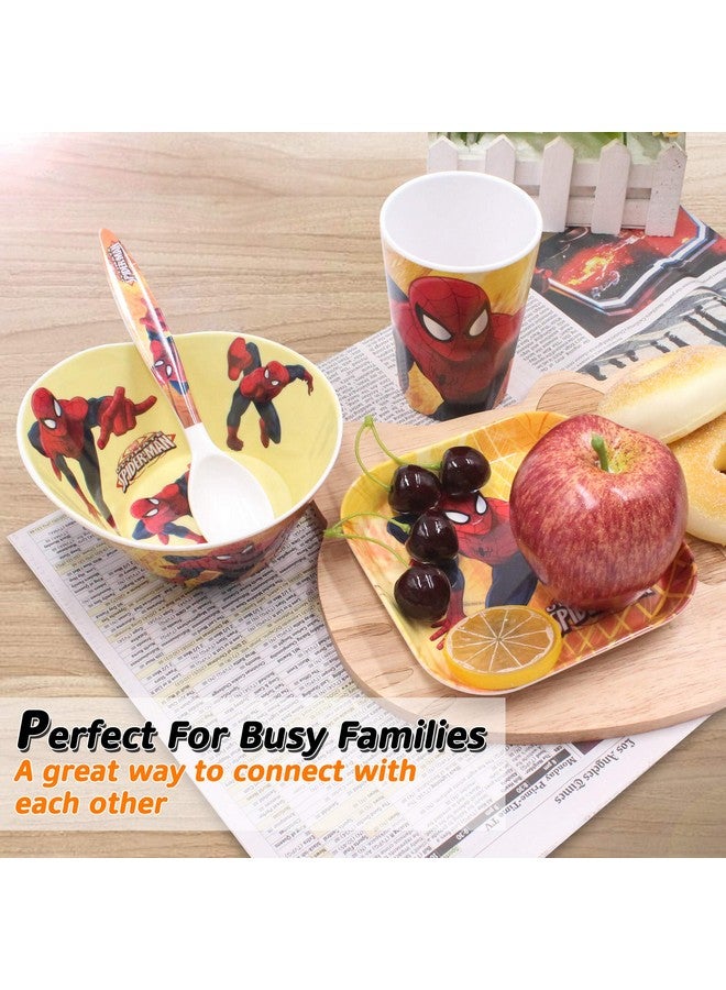 Finex 4 Pcs Set Cartoon Durable Tableware Meal Dishes Mealtime Food Feeding Eating Set includes Dinner Serving Bowl Plate Cup with a Matching Spoon and Fork - Image 4