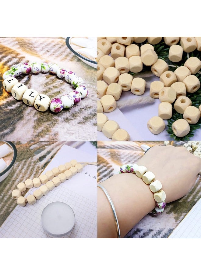 يوتون 300 قطعة 10 مم خرز خشبي فارغ غير مكتمل خرز خشبي مكعب خرز فاصل خرز فضفاض لصنع المجوهرات وإكسسوارات الحرف اليدوية - Image 5