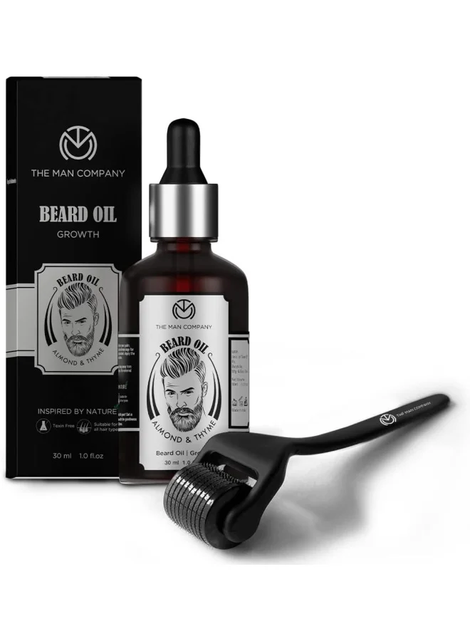 The Man Company Beard Booster Duo | Derma Roller + Beard Oil | Activates Hair Follicles | Accelerates Beard Growth, Fuller & Thicker Beard | Improves Patchy Beard