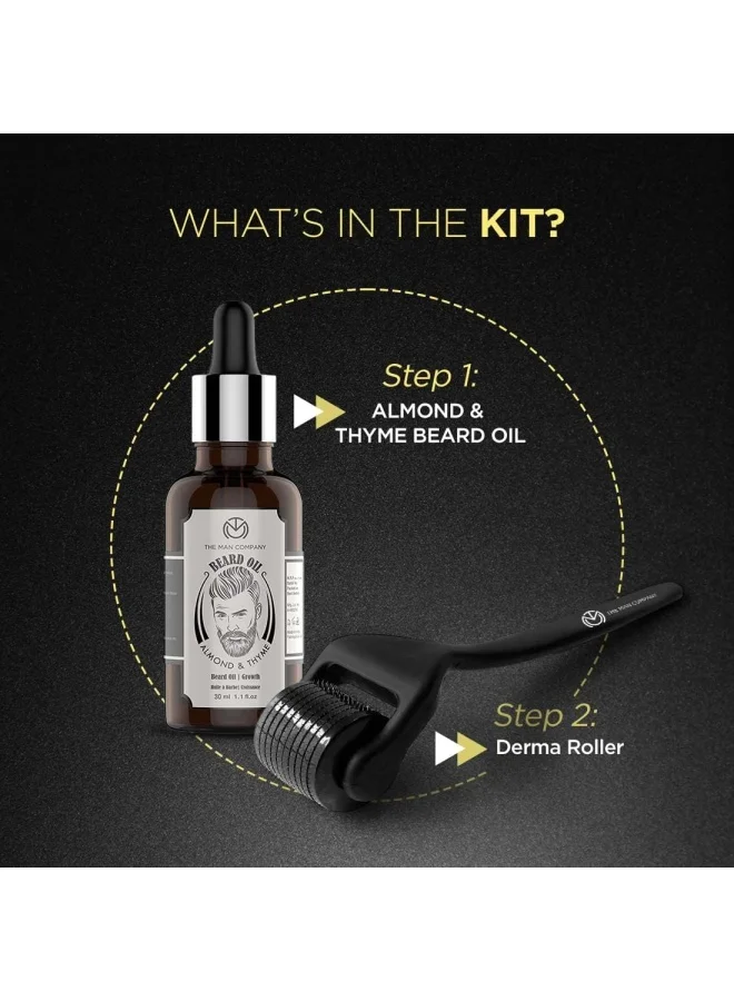 The Man Company Beard Booster Duo | Derma Roller + Beard Oil | Activates Hair Follicles | Accelerates Beard Growth, Fuller & Thicker Beard | Improves Patchy Beard