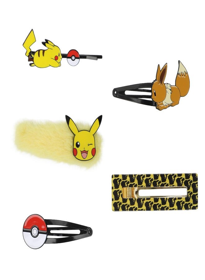 Bioworld Pokemon Pikachu Eevee 5-Pack Hair Clip - Image 1
