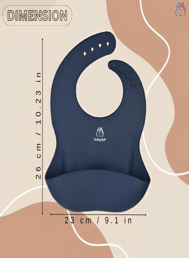 Babylief™ Silicone Baby Bib with Spoon Combo (Navy) - Image 4
