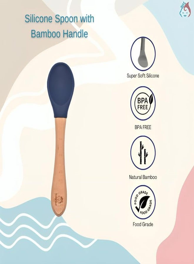 Babylief™ Silicone Baby Bib with Spoon Combo (Navy) - Image 5