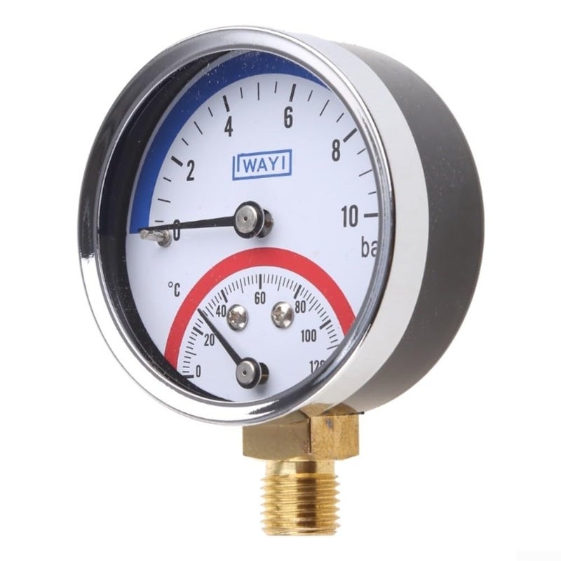Dual Display Pressure Gauge And Thermometer For Floor Heating 10 Bar G1 2 Inch Thread - Image 5