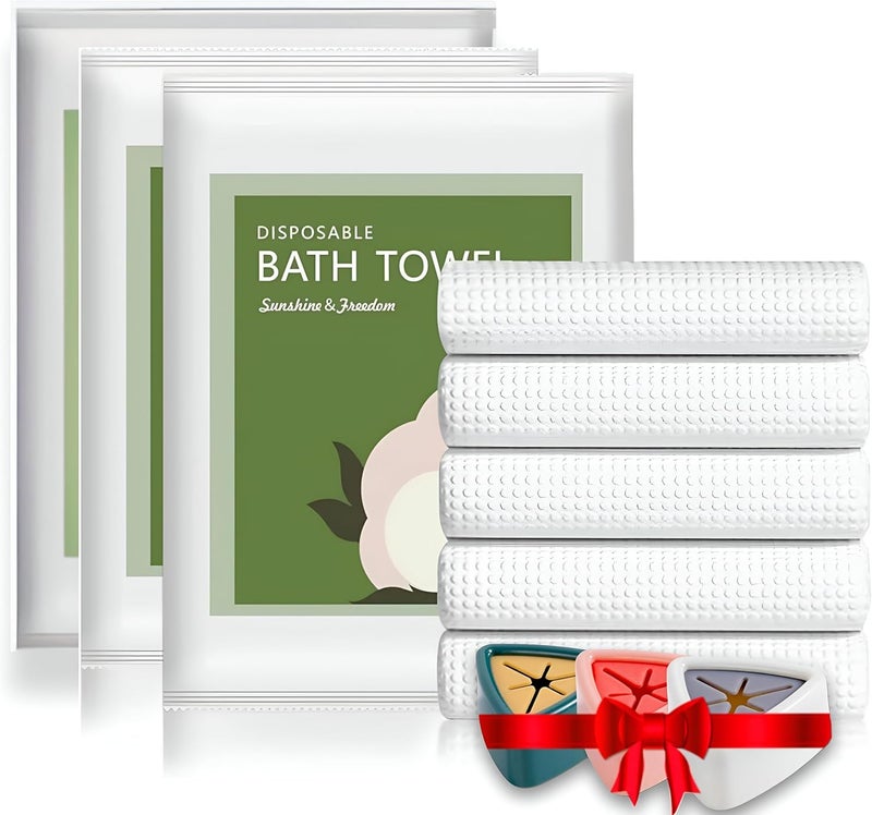 ArcShine Disposable Bath Towels with Hanging Hooks | Multi Sizes & Packs Soft, Absorbent & Individually Packed Shower Towels for Travel, Spa, Gym, Hotel, Camping & Sports (8 Pack 70 x 140 cm) - Image 1