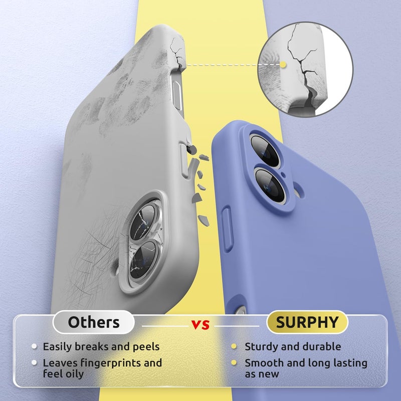 SURPHY Magnetic Silicone for iPhone 16 Case, Compatible with MagSafe, Camera Protective and Soft Microfiber Lining Shockproof Phone Case Cover 6.1 inch 2024 (Lavender Gray) - Image 4
