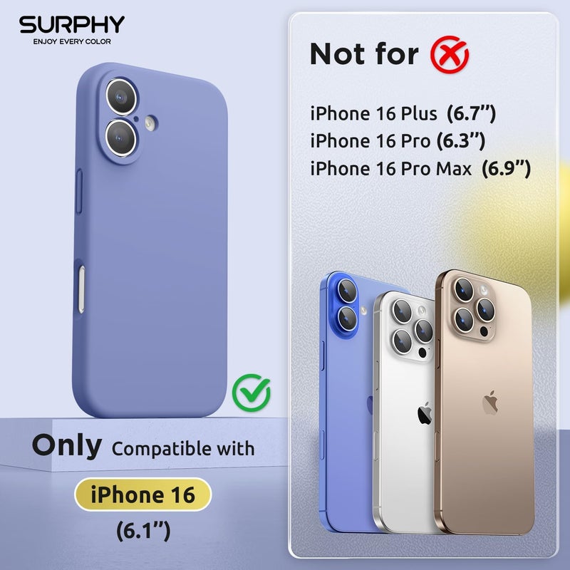 SURPHY Magnetic Silicone for iPhone 16 Case, Compatible with MagSafe, Camera Protective and Soft Microfiber Lining Shockproof Phone Case Cover 6.1 inch 2024 (Lavender Gray) - Image 2