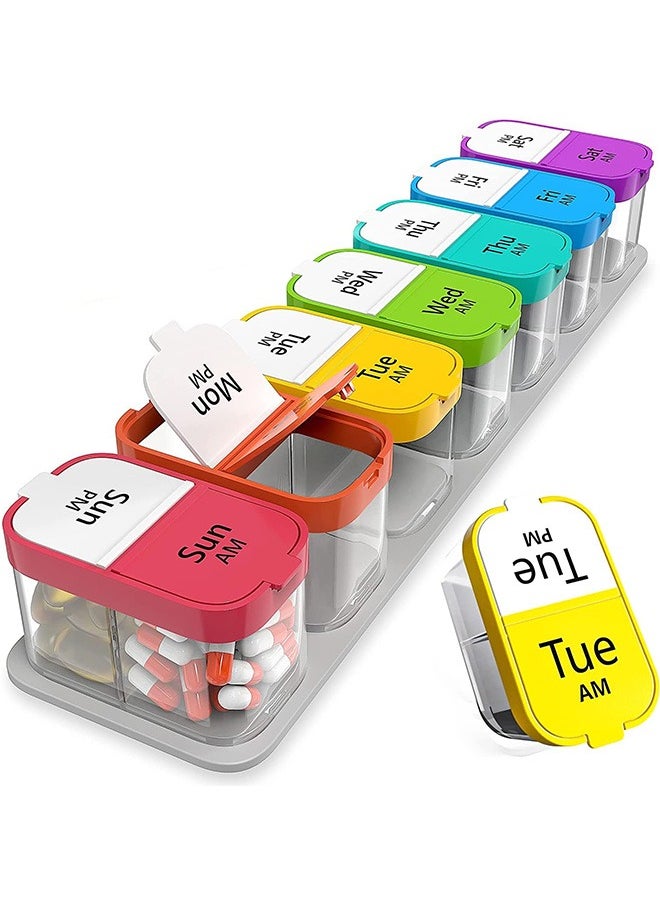 Garlo Extra Large Weekly Pill Organizer 2 Times A Day, Pill Box 7 Day Am Pm to Hold Daily Medicine Vitamin and Supplements for Elders, Arthrtic Patients and Kids  - Image 1