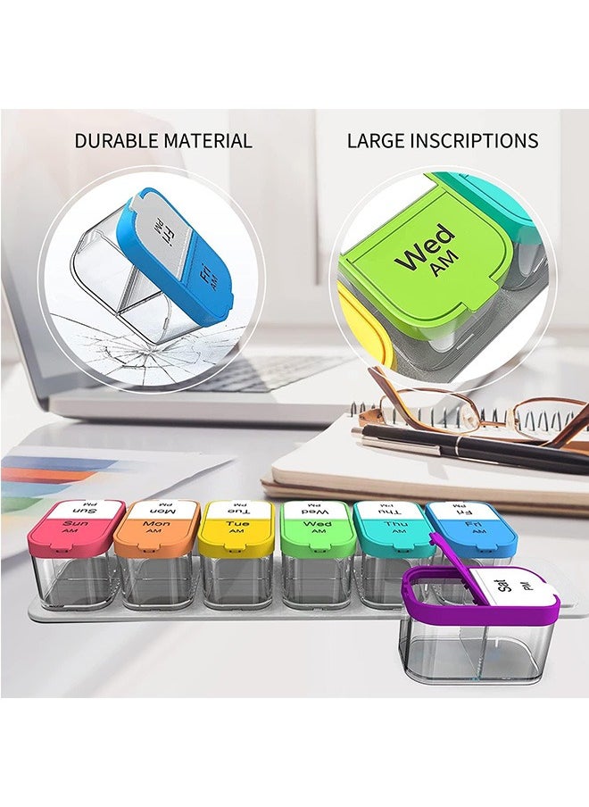 Garlo Extra Large Weekly Pill Organizer 2 Times A Day, Pill Box 7 Day Am Pm to Hold Daily Medicine Vitamin and Supplements for Elders, Arthrtic Patients and Kids  - Image 5