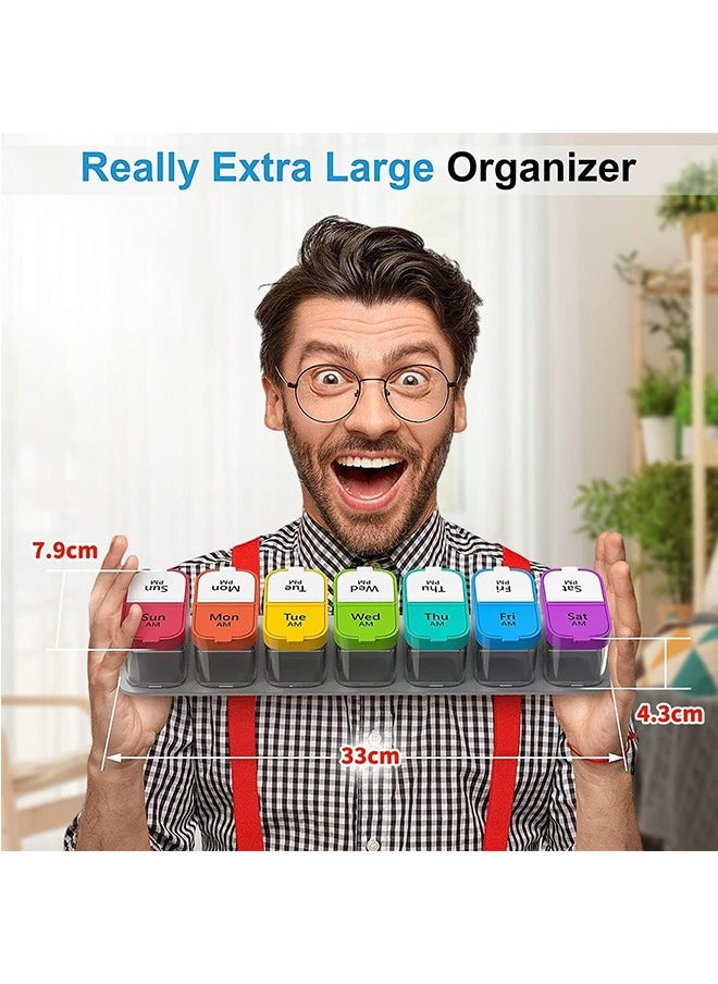 Garlo - Extra Large Weekly Pill Organizer 2 Times A Day, Pill Box 7 Day Am Pm to Hold Daily Medicine Vitamin and Supplements for Elders, Arthrtic Patients and Kids - Image 1