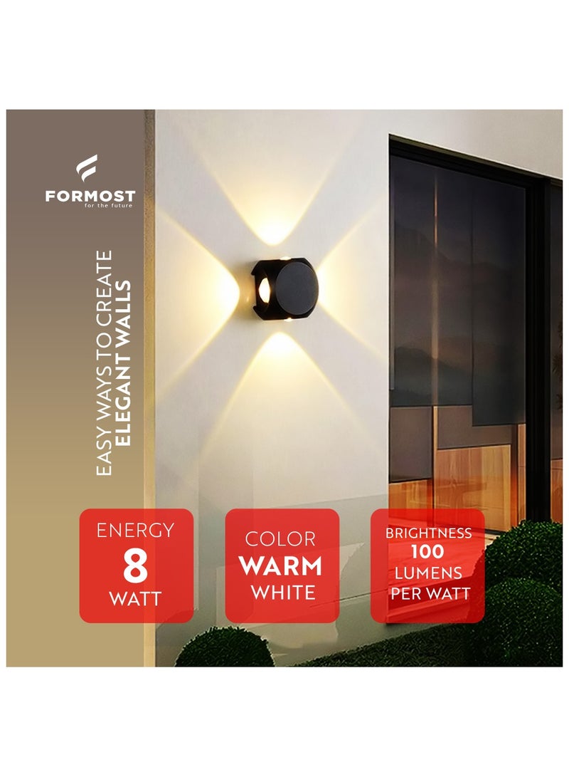FORMOST FORMOST LED Wall Light Four Way for Decoration | Exterior Oval Shape Fixture Lamp Up and Down Light for Balcony(8 W, Pack of 1)  - Image 2