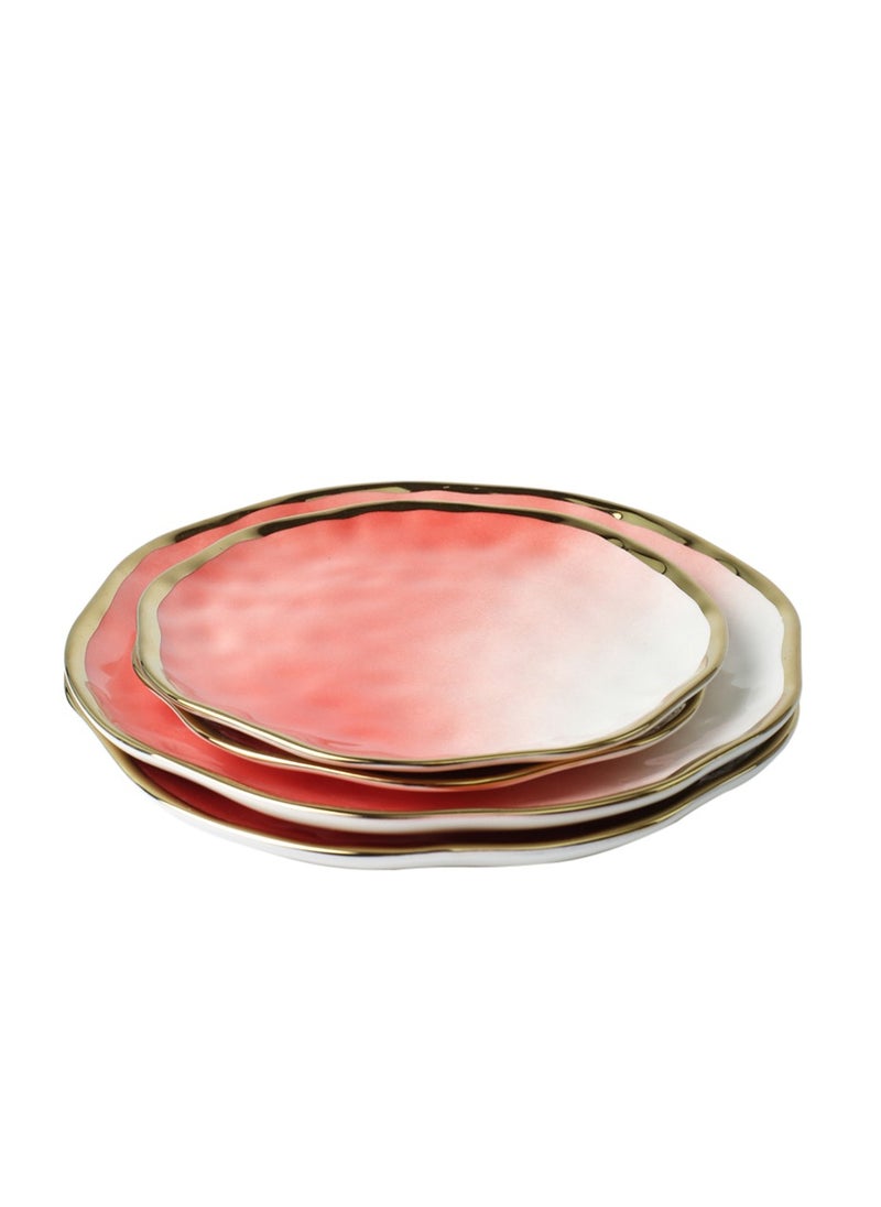 HenSunHome 4-piece Set Of Gradient Pink Discs, 2 Pieces 8-inch Plates, And 2 Pieces10-inch Plates Set  - Image 1