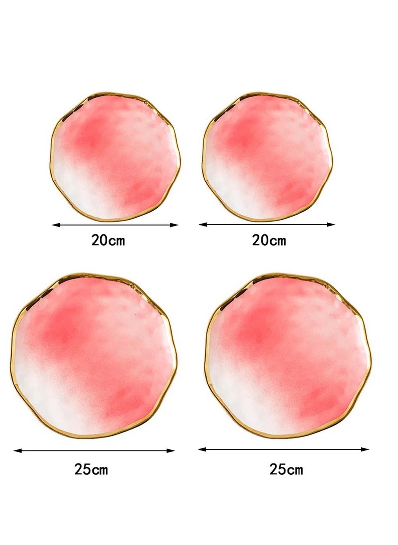 HenSunHome 4-piece Set Of Gradient Pink Discs, 2 Pieces 8-inch Plates, And 2 Pieces10-inch Plates Set  - Image 2