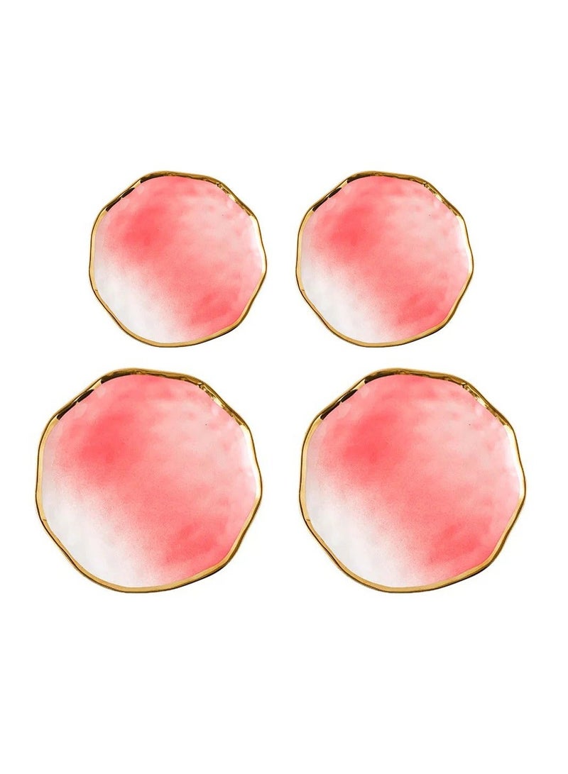 HenSunHome 4-piece Set Of Gradient Pink Discs, Plates, Dishes 2 Pieces 20x20cm Plates, And 2 Pieces 25x25cm Plates Set - Image 1
