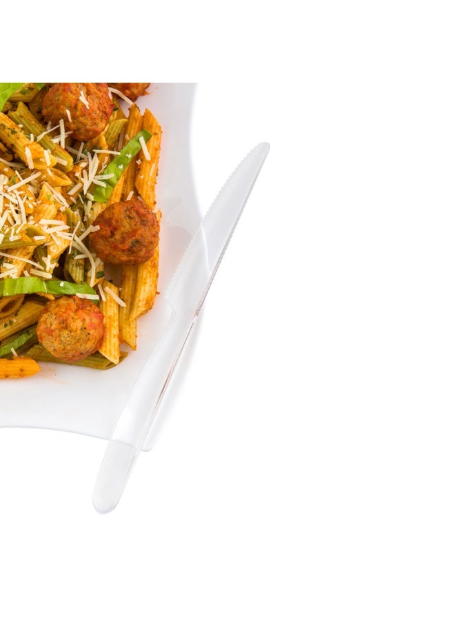 Restaurantware Moderna 7.3 Inch Disposable Knives, 250 Recyclable Plastic Knives - Crack-Resistant, For All Types Of Meals, Clear Plastic Cutlery - Image 2