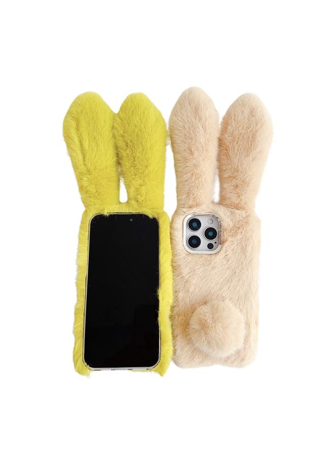 اس-توب جراب لهاتف iPhone 15 Plus مصنوع من مادة TPU بلون سادة من القطيفة على شكل أرنب - Image 3